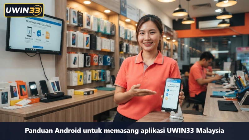 手机服务店中的 Android 安装说明示意图